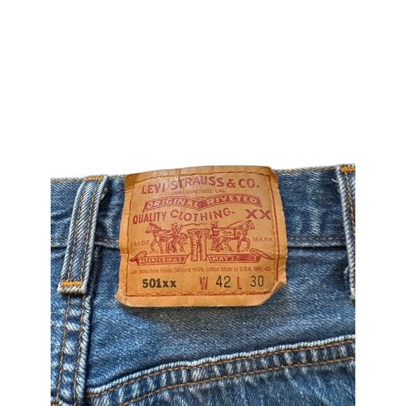 Levis 501xx Jeans Mens 42x30 (39x27.5) Blue Original Fit Button Fly 90s USA Made - Picture 5 of 12